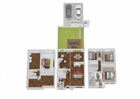 Lafayette I & II Floor Plan at Indian Creek Apartments, Cincinnati, OH, 45236